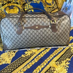 Gucci Brown Monogram Travel Duffle Bag Vintage